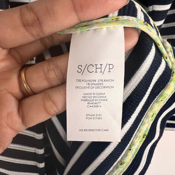 Cabi 5151 Small Navy Blue Striped Maritime Trench Jacket Coat EUC - Picture 8 of 9